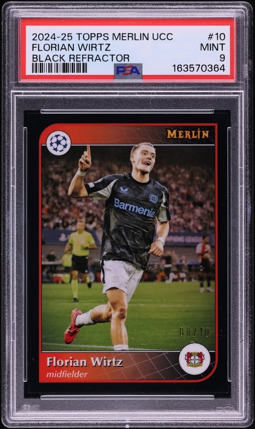2024 Topps Merlin UEFA Club Competition Black Refractor Florian Wirtz /10 #10 PSA 9 MINT