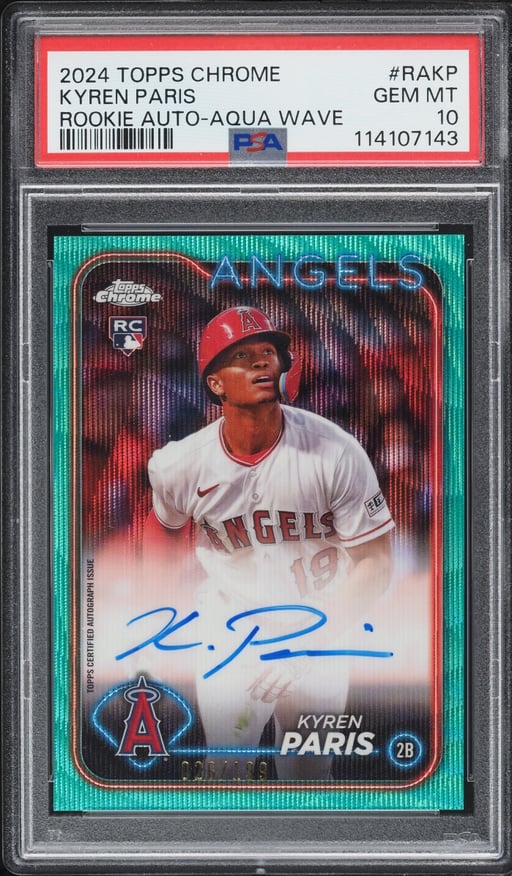 2024 Topps Chrome Aqua Wave Kyren Paris ROOKIE AUTO /199 #RA-KP PSA 10 GEM MINT