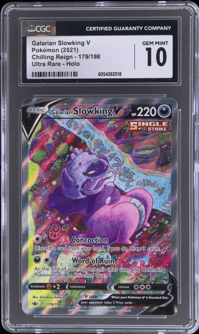 2021 Pokemon Sword and Shield Chilling Reign Ultra Rare Galarian Slowking V #179 CGC 10
