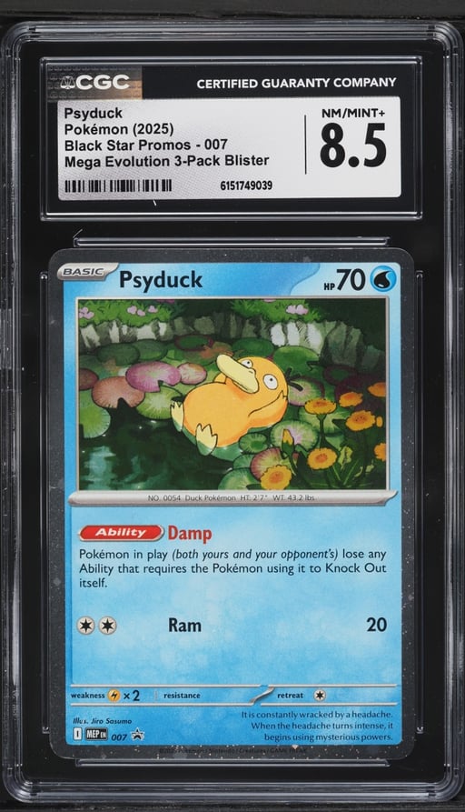 2025 Pokemon Mega Promo Evolution 3-Pack Blister Psyduck #7 CGC 8.5 NM-MT+
