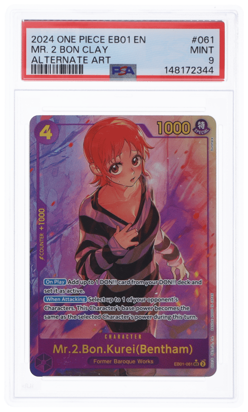 2024 One Piece Extra Booster Memorial Collection Alternate Art Mr. 2 Bon Clay #EB01-061 PSA 9