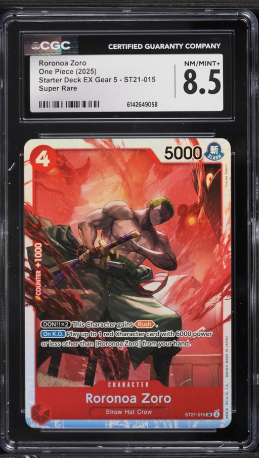 2025 One Piece Starter Deck EX Gear 5 SR Roronoa Zoro #ST21-015 CGC 8.5 NM-MT+