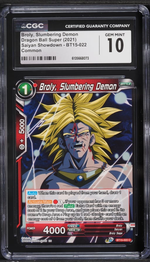 2021 Dragon Ball Super Saiyan Showdown Broly Slumbering Demon #BT15-022 CGC 10 GEM MINT