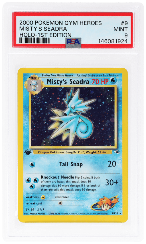 2000 Pokemon Gym Heroes 1st Edition Holo Misty's Seadra #9 PSA 9