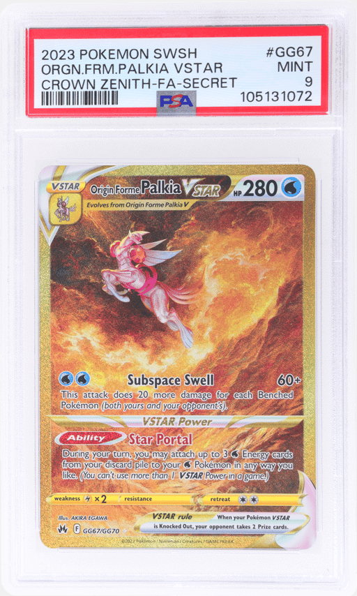 2023 Pokemon Sword and Shield Crown Zenith Secret Rare Origin Forme Palkia Vstar #GG67 PSA 9