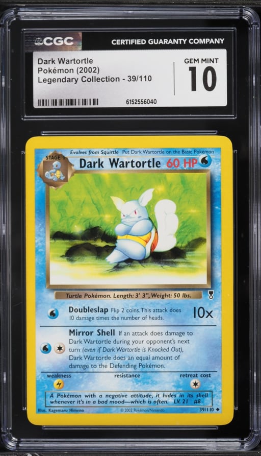 2002 Pokemon Legendary Collection Dark Wartortle #39 CGC 10 GEM MINT