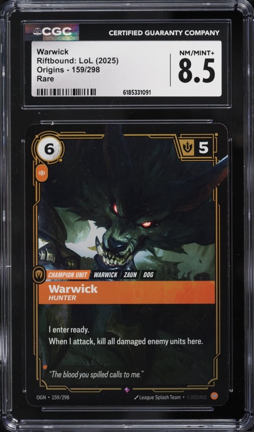 2025 Riftbound League Of Legends LOL Origins Warwick #159 CGC 8.5 NM-MT+