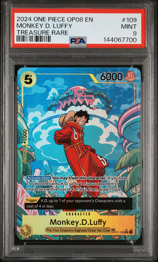 2024 ONE PIECE OP08-TWO LEGENDS 109 MONKEY D. LUFFY TREASURE RARE PSA 9