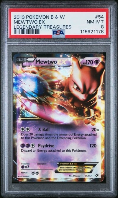2013 POKEMON B&W LEGEND TREASURES #54 MEWTWO EX PSA 8