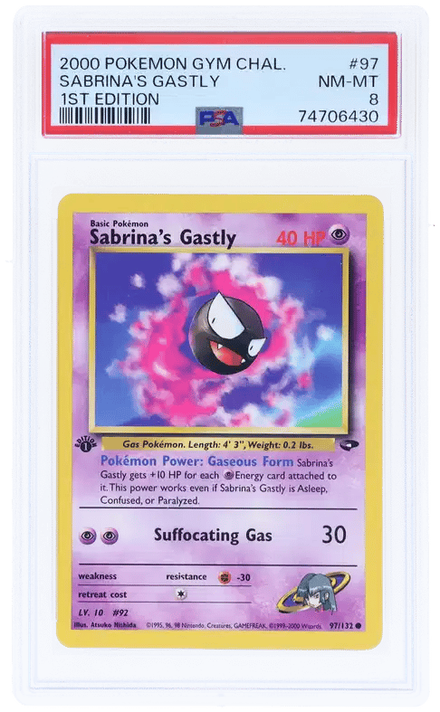 2000 POKEMON GYM CHALLENGE #97 SABRINA'S GASTLY 1ST EDITION PSA 8