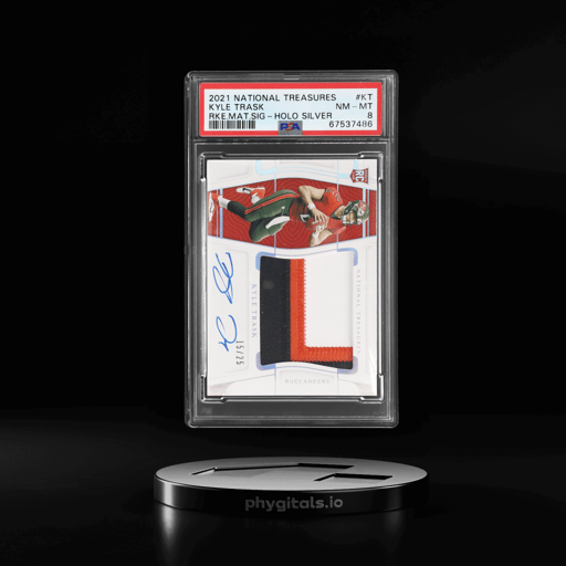 2021 National Treasures Rookie Material Signature Holo Silver Kyle Trask #RMS-KT 15/25 PSA 8