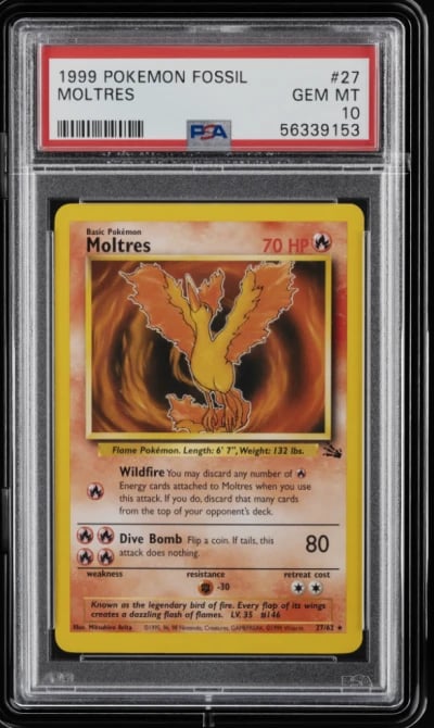 1999 POKEMON FOSSIL #27 MOLTRES 