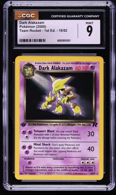2000 Pokemon Team Rocket 1st Edition Dark Alakazam #18 CGC 9 MINT