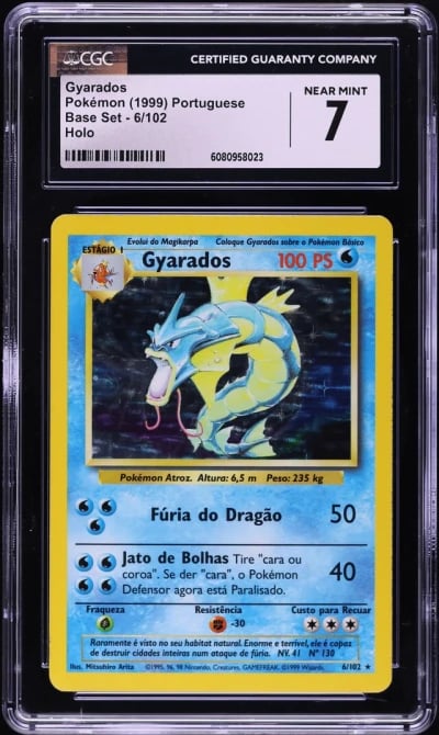 1999 Pokemon Portuguese Base Set Holo Gyarados #6 CGC 7 NRMT