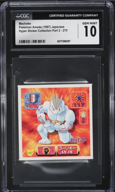 1997 Pokemon Japanese Amada Hyper Sticker Part 2 Machoke #270 CGC 10 GEM MINT