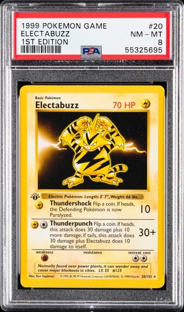1999 POKEMON GAME #20 ELECTABUZZ 1ST EDITION PSA 8