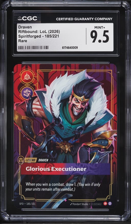 2026 Riftbound League Of Legends LoL Spiritforged Draven #185 CGC 9.5 MINT+