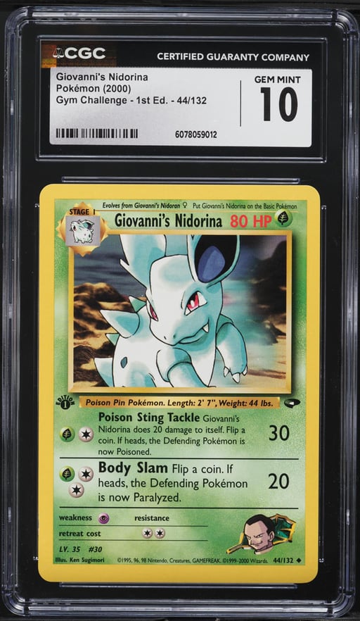 2000 Pokemon Gym Challenge 1st Edition Giovanni's Nidorina #44 CGC 10 GEM MINT