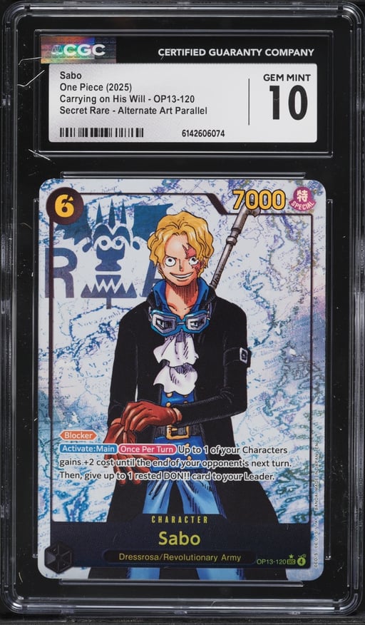 2025 One Piece Carrying On His Will Alt Art Sabo #OP13-120 CGC 10 GEM MINT