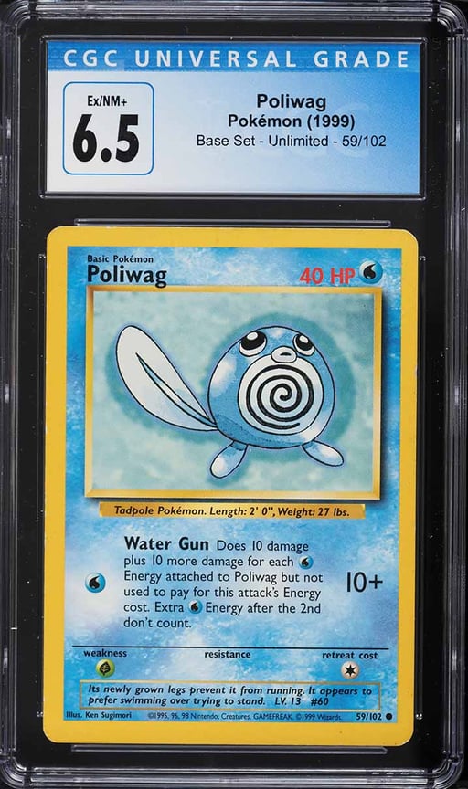 1999 Pokemon Base Set Poliwag #59 CGC 6.5 EXMT+