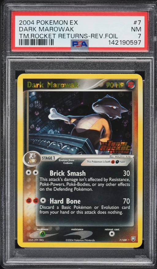 2004 Pokemon EX Team Rocket Returns Reverse Holo Dark Marowak #7 PSA 7 NRMT