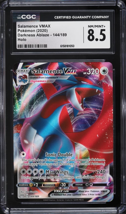 2020 Pokemon Sword & Shield Darkness Ablaze Full Art Salamence VMAX #144 CGC 8.5 NM-MT+