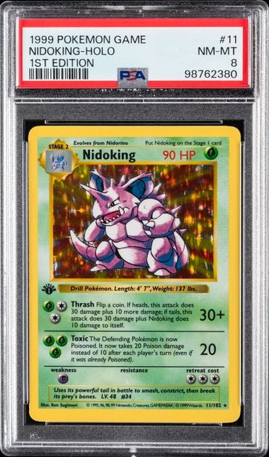 1999 POKEMON GAME #11 NIDOKING-HOLO 1ST EDITION PSA 8
