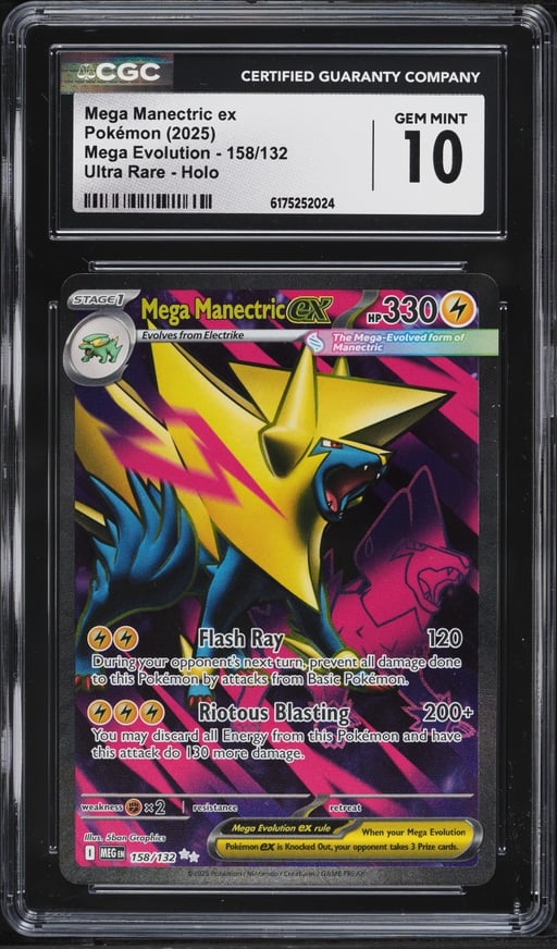 2025 Pokemon Mega Evolution Full Art Mega Manectric ex #158 CGC 10 GEM MINT
