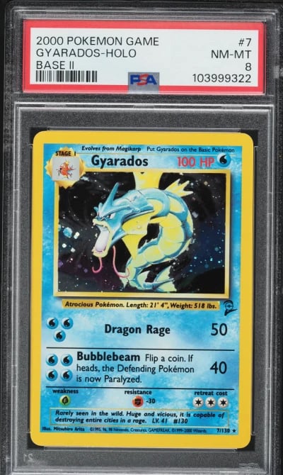 2000 Pokemon Base Set 2 Holo Gyarados #7 PSA 8 NM-MT
