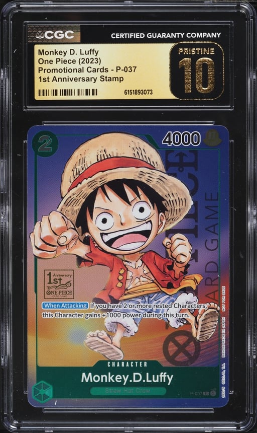 2023 One Piece Promo 1st Anniversary Stamp Alt Art Monkey D. Luffy #P-037 CGC 10 PRISTINE