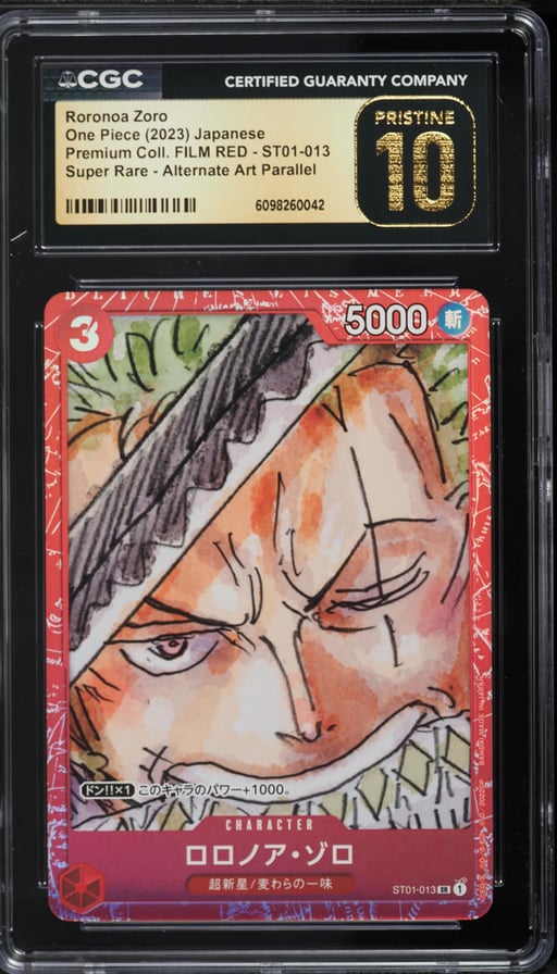 2023 One Piece Japanese Premium Film Red Alt Art Roronoa Zoro #ST01-013 CGC 10 PRISTINE