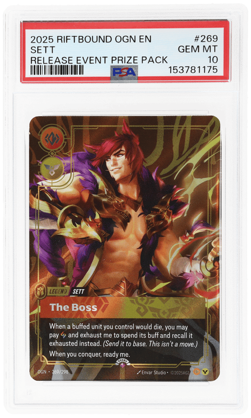 2025 Riftbound League of Legends Origins Promo the Boss Release Event Prize Pack Sett #269 PSA 10