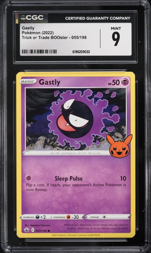 2022 Pokemon Sword & Shield Trick Or Trade BOOster Gastly #55 CGC 9 MINT