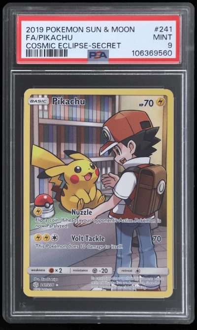 2019 Pokemon Sun and Moon Cosmic Eclipse Secret Rare Pikachu #241 PSA 9