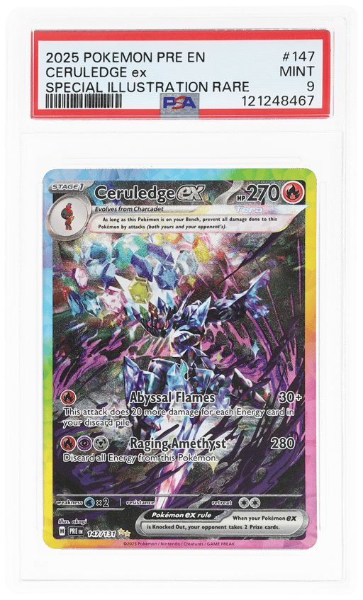2025 Pokemon Scarlet and Violet Prismatic Evolutions Special Illustration Rare Ceruledge Ex #147 PSA 9