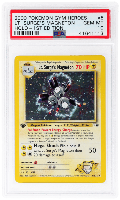 2000 Pokemon Gym Heroes 1st Edition Holo Lt. Surge's Magneton #8 PSA 10