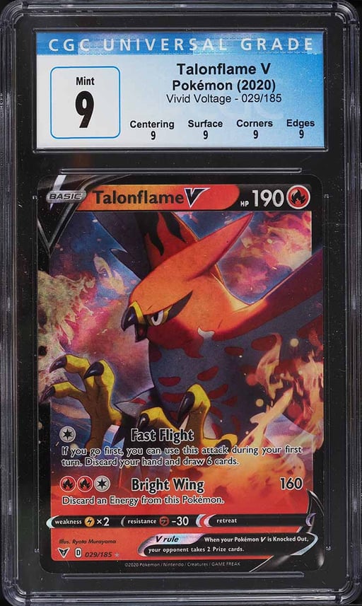 2020 Pokemon Sword & Shield Vivid Voltage Talonflame V #29 CGC 9 MINT