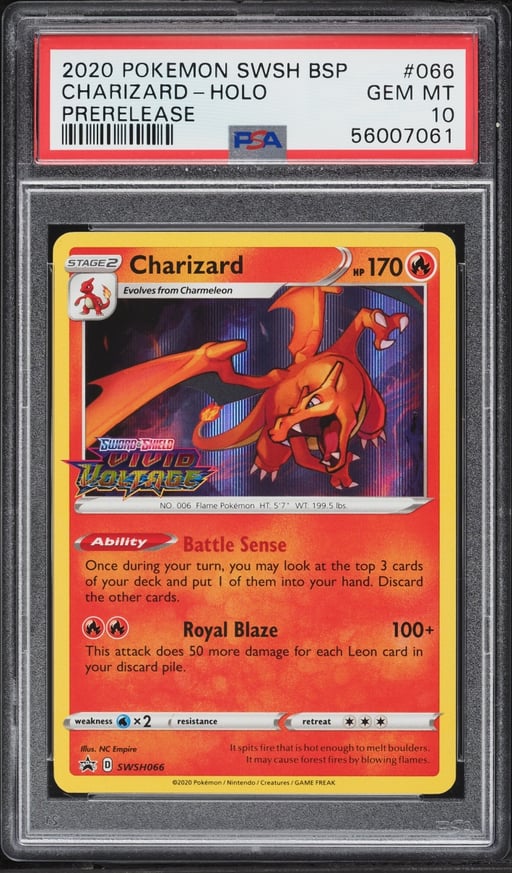 2020 Pokemon Sword & Shield Promo Vivid Voltage Prerelease Holo Charizard #66 PSA 10 GEM MINT