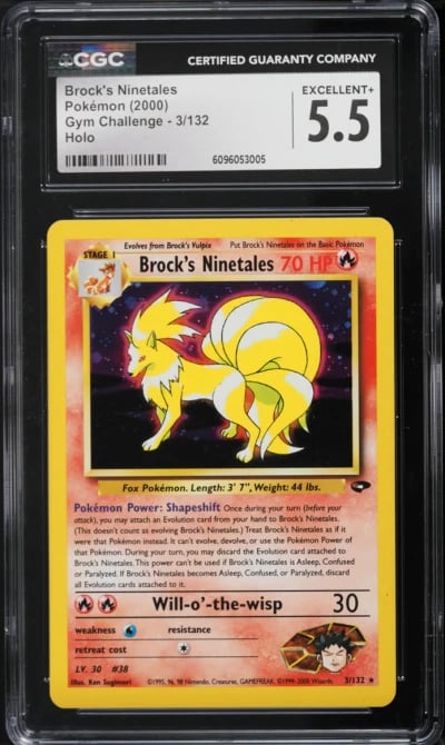 2000 Pokemon Gym Challenge Holo Brock's Ninetales #3 CGC 5.5 EX+