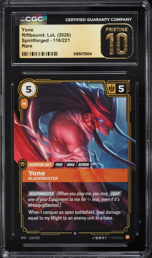 2026 Riftbound League Of Legends LoL Spiritforged Yone #116 CGC 10 PRISTINE