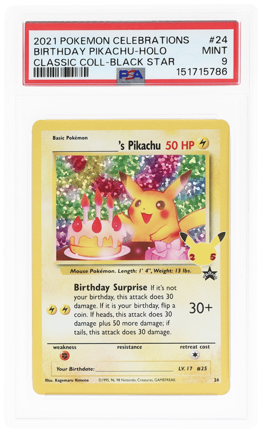 2021 Pokemon Celebrations Black Star Promo Classic Collection Holo Birthday Pikachu #24 PSA 9