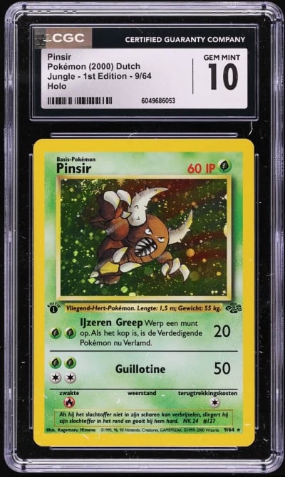 2000 Pokemon Dutch Jungle 1st Edition Holo Pinsir #9 CGC 10 GEM MINT