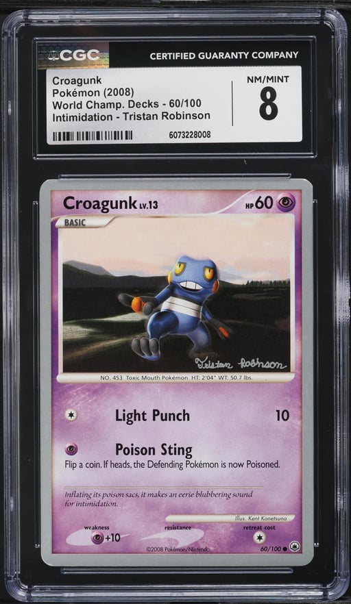 2008 Pokemon World Champ Decks Intimidation Tristan Robinson Croagunk #60 CGC 8