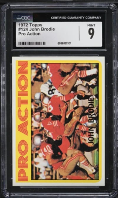 1972 Topps Football John Brodie PRO ACTION #124 CGC 9 MINT
