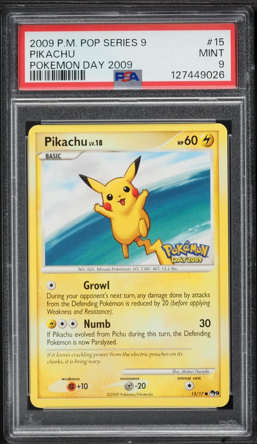 2009 Pokemon POP Series 9 Day '09 Pikachu #15 PSA 9 MINT