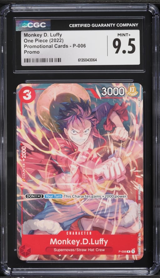 2022 One Piece Promo Cards Monkey D. Luffy #P-006 CGC 9.5 MINT+