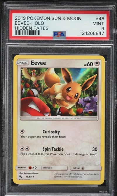 2019 Pokemon Sun & Moon Hidden Fates Holo Eevee #48 PSA 9 MINT