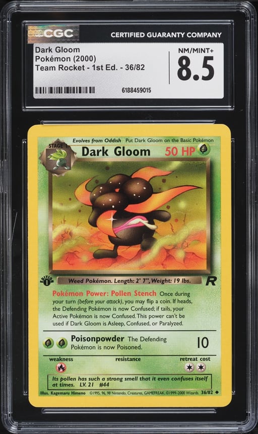 2000 Pokemon Team Rocket 1st Edition Dark Gloom #36 CGC 8.5 NM-MT+