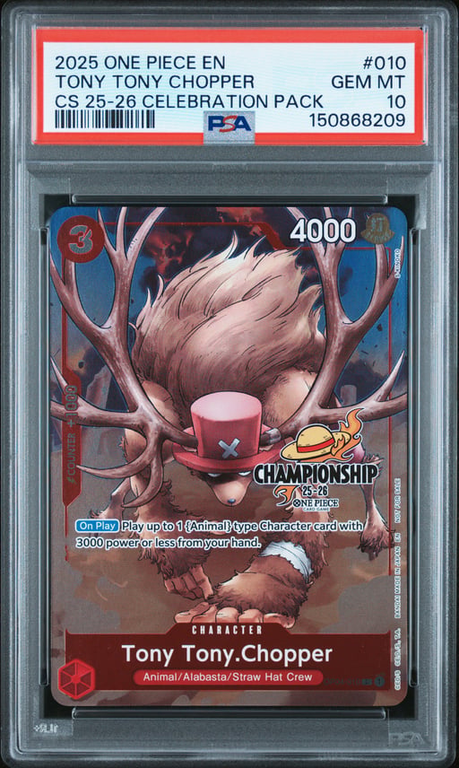 2025 ONE PIECE CHAMPIONSHIP 2025-26 CELEBRATION PACK 010 TONY TONY CHOPPER PSA 10