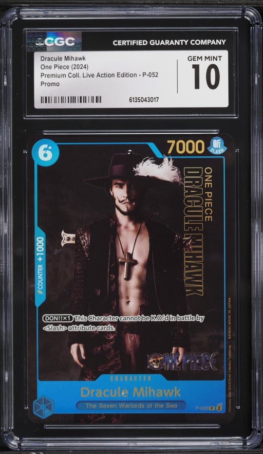 2024 One Piece Promo Premium Live Action Edition Dracule Mihawk #P-052 CGC 10 GEM MINT